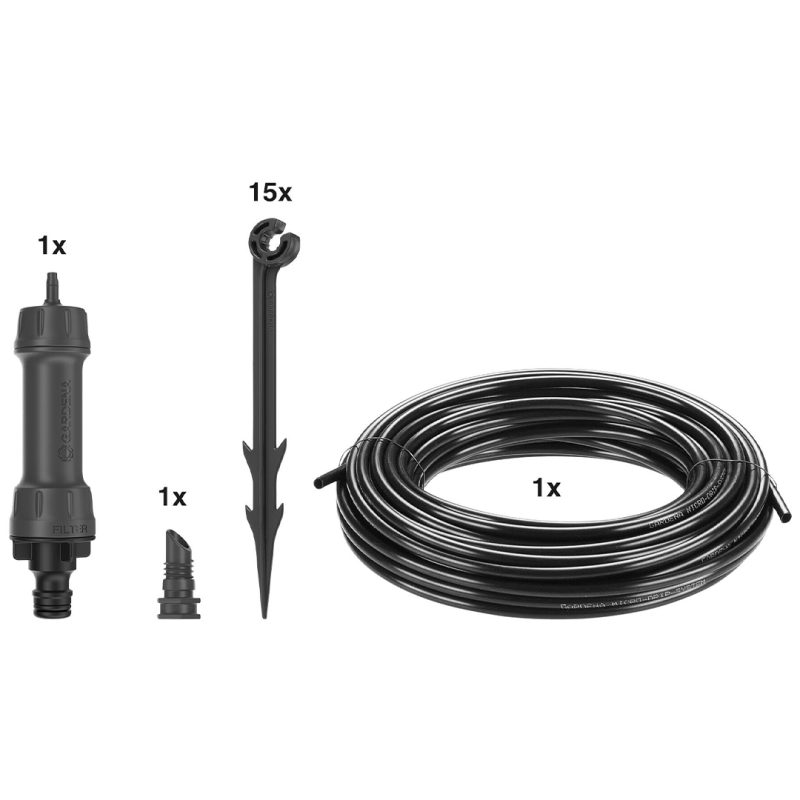 Kit d'arrosage goutte à goutte pour rangées de plantes (15 m)