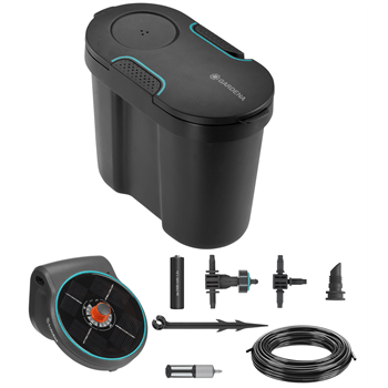 Solution d'arrosage automatique solaire AquaBloom avec réserve d'eau- Gardena